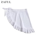 thumbnail image 1 of ZAFUL Women Leisure Mesh Flounce Sarong Beach Sheer Skirt White M, 1 of 6