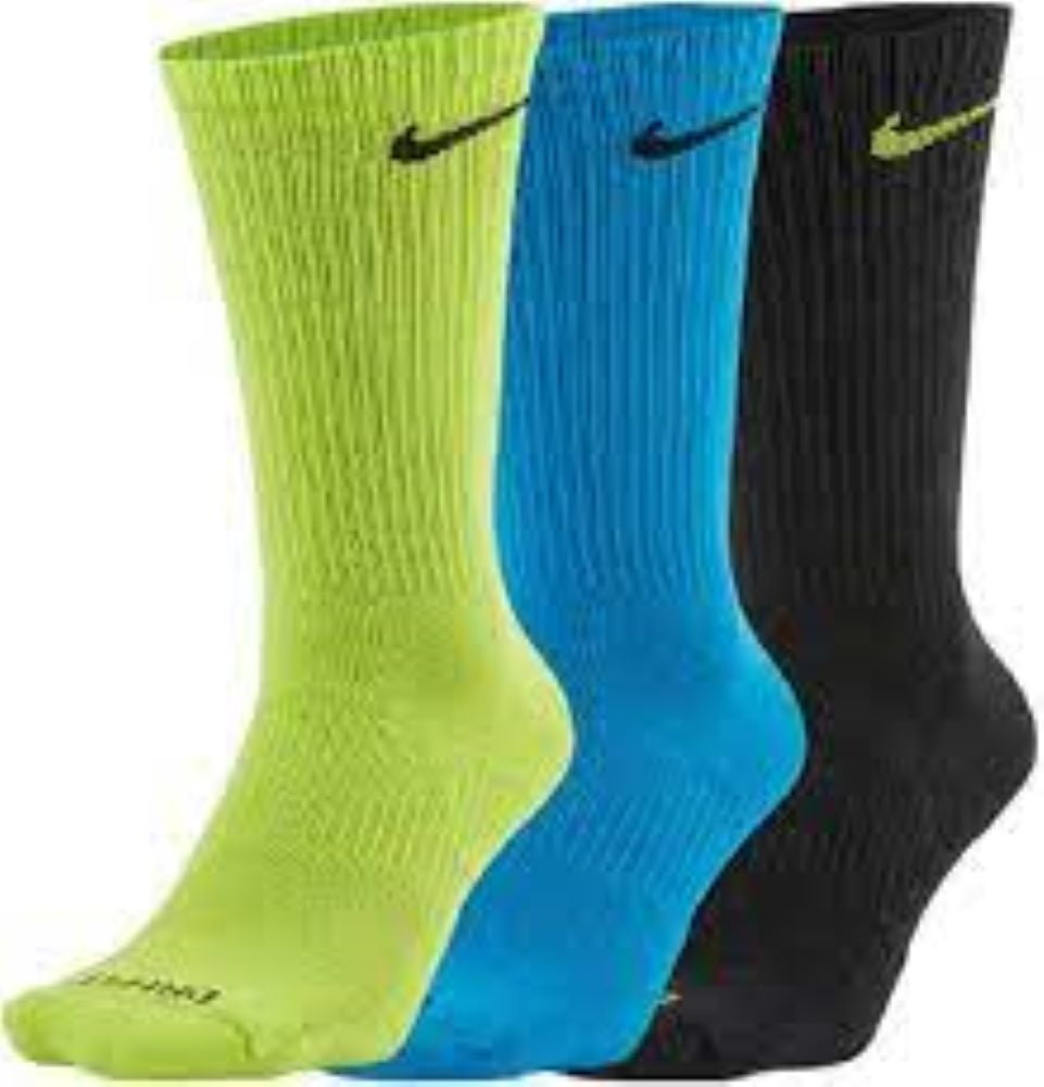 Judías verdes Interior Puntero Nike Everyday Plus DRI FIT Lightweight Crew Socks 3 Pairs Multi Color Sz M  6-8 (Men) - Walmart.com