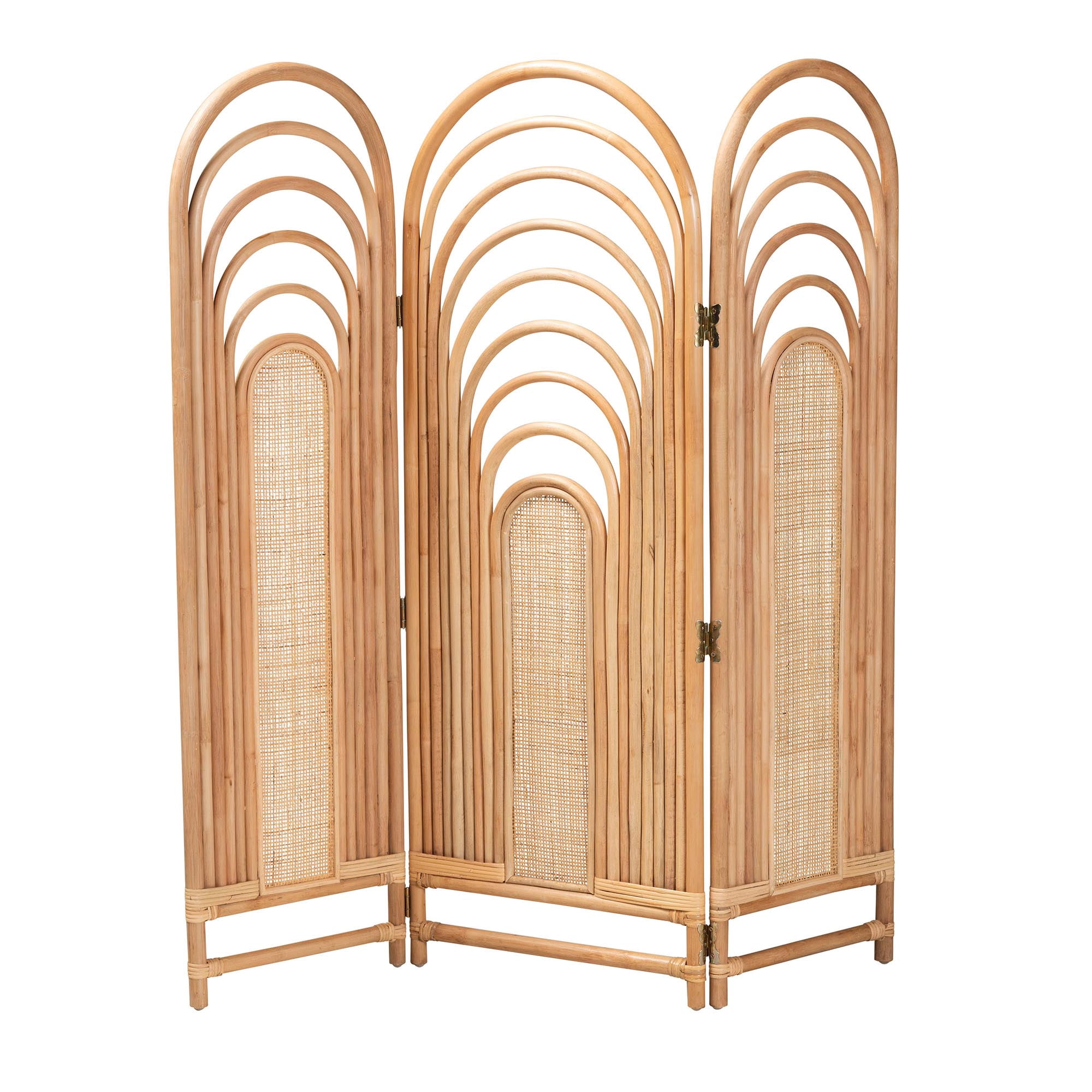 bali & pari Golda Rattan BOHO Room Divider, Natural Brown
