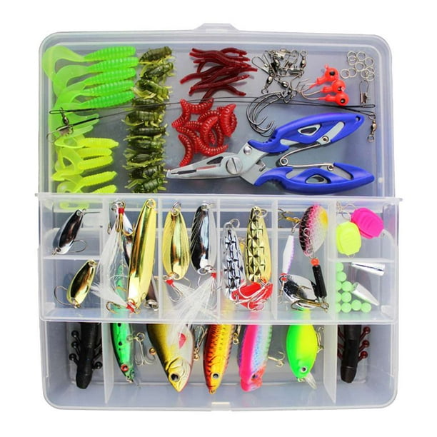 101 Pcs Multifunctional Bait Suit Plastic tackle set; fish hook Steel Hook  Lure Angling Tackle Box Set Fishing Accessories 