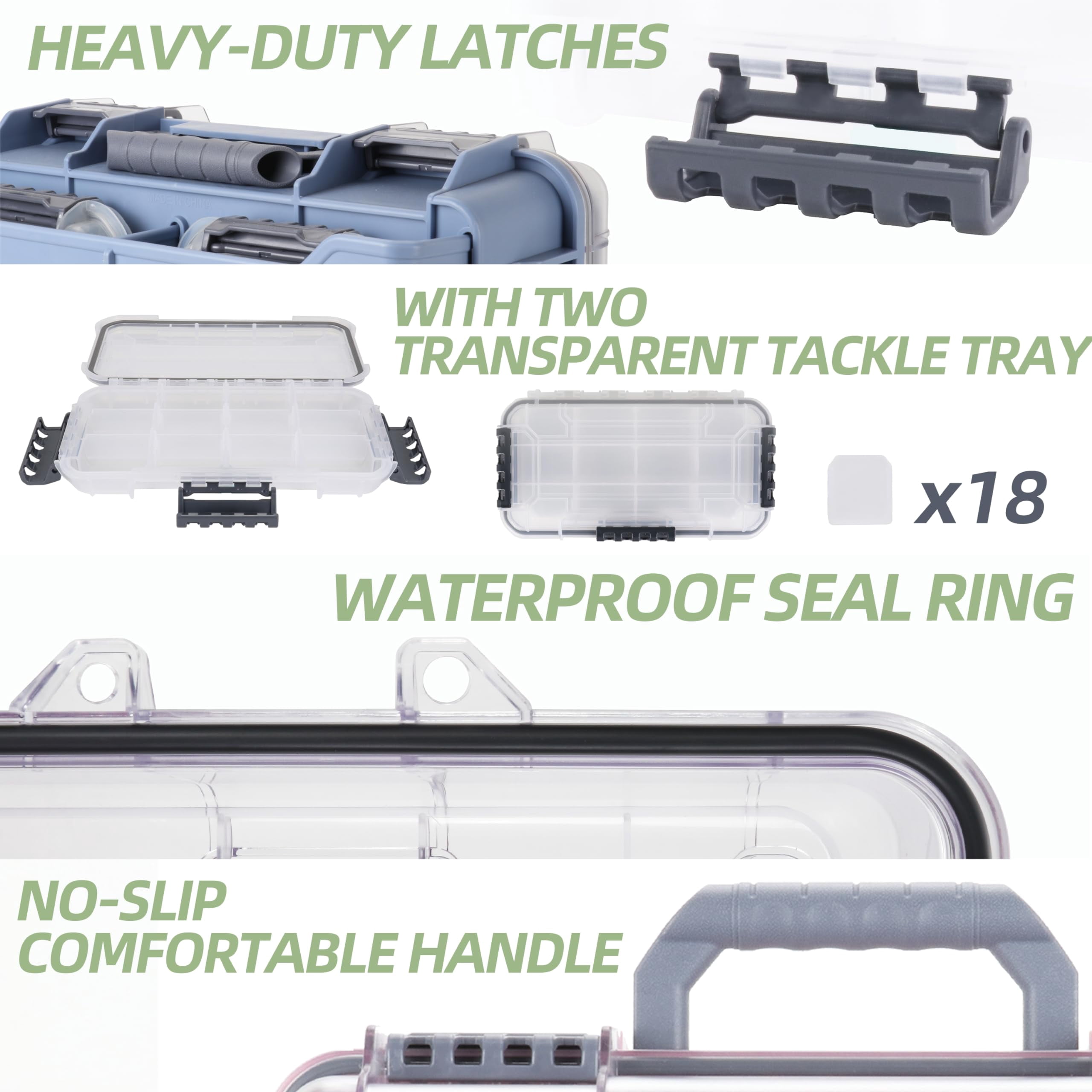 Universal Fishing Tackle Box With Two Small Tray  Removal Inside Design Waterproof Trunk Storage Thicker Floating Airtight Stowaway Xmas Surprise Gifts For Men Women
