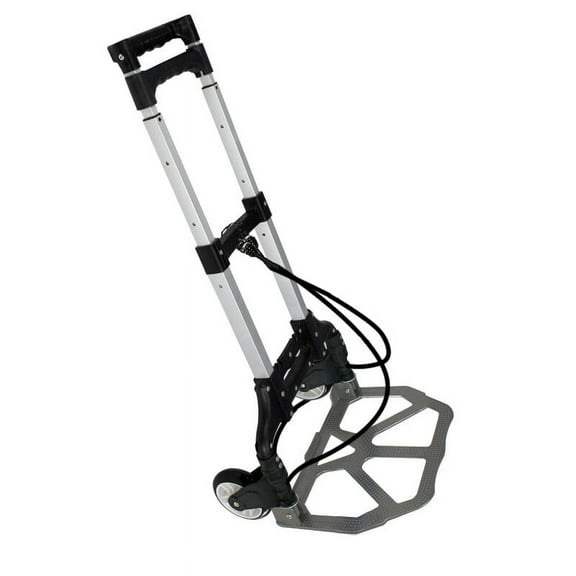 SEEKOL Folding Hand Truck Dolly Cart，Aluminum Portable Hand Cart for Daily handling Work，180lbs, with Silent Wheel，Telescoping Handle，Black Bungee Cord, Can Stand Alone