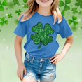 thumbnail image 2 of St. Patrick S Day Shirt for Girls Size 8 Shamrock Four Leaf Clover Cute Short Sleeve Crew Neck Tee Tops Kids Summer Clothing 6-7 Years, 2 of 4