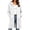 White, variant on Mock Neck Sweatshirt for Women Drawstring Button Down Loose Long Sleeve Casual Solid Color Mid Length Hoodie Coat with Pockets L