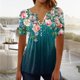 thumbnail image 4 of Tops de Manga Corta con Cuello en V para Mujeres, Moda de Verano Sexy Plegado Impreso Botón Regular para Fiesta Y Ocasional, 4 of 5