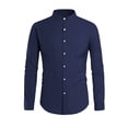 thumbnail image 2 of Men Long Sleeve Stand Collar Pure Color Male Blouse Tops, 2 of 3