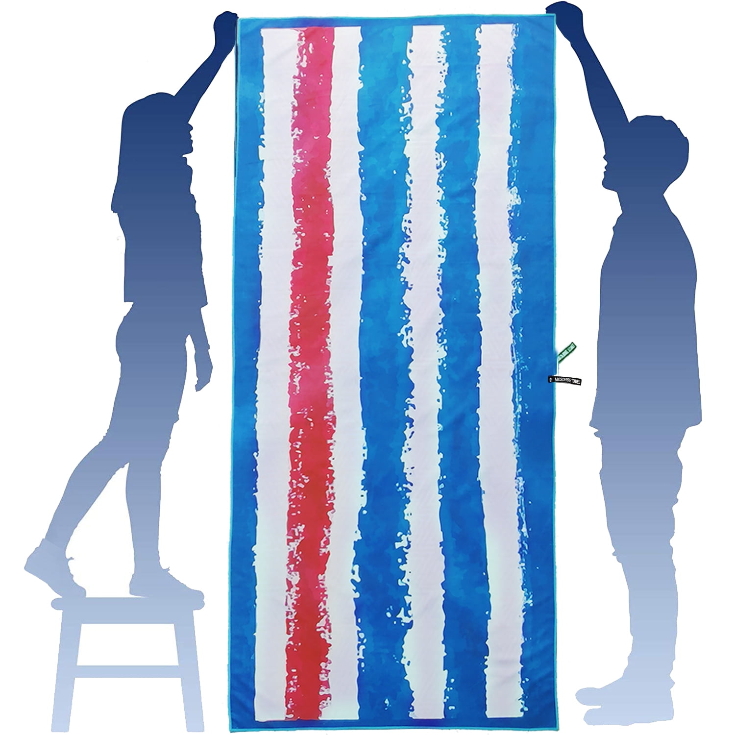 Sand Free Microfiber Beach Towel, Navy and Wind Red Oversized Beach and