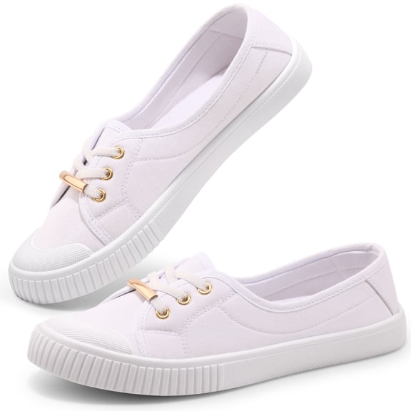 HARVEST LAND Slip-On Canvas Shoes for Women-Fashion Low-Top Flat Loafers with CloudFoam Insole