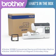 Brother SE2000 Computerized Sewing and Embroidery Machine with Built-In Designs LCD Display and Magnetic Hoop (2 Items)