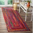 thumbnail image 1 of Safavieh Tressé Collection BRD210A Fait à la Main Boho Réversible Coton Coureur, 2'3" x 6', Rouge / Multi, 1 of 4
