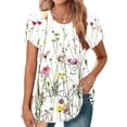 thumbnail image 2 of HAPIMO Women' Plus Size Elegant Pleated Blouses Round Neck Tees Flowy Summer Tops for Women Fashion Clothes Casual Loose Flower Print Tops Dressy Tunic Multicolor S, 2 of 6