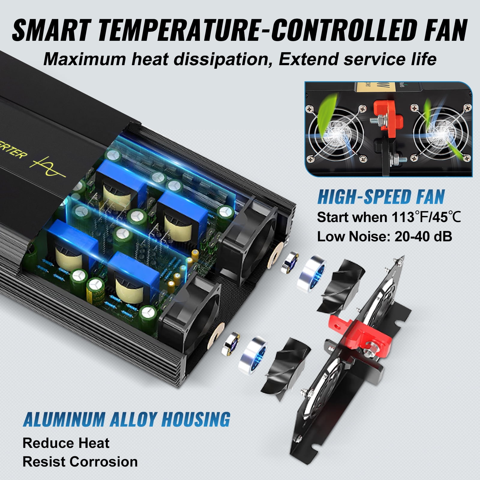 VEVOR Pure Sine Wave Inverter, 2500 Watt Power Inverter, DC 12V to AC 120V Car Inverter, with USB Port, LCD Display, and Remote Controller Power Converter, for RV Truck Car Solar System Travel