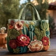 thumbnail image 2 of Dwellin Vintage Quilted Tote Bag for Women Lightweight Shoulder Purse Handbag Floral Print Summer Beach Top Handle Satchel(G-Horizontal), 2 of 4