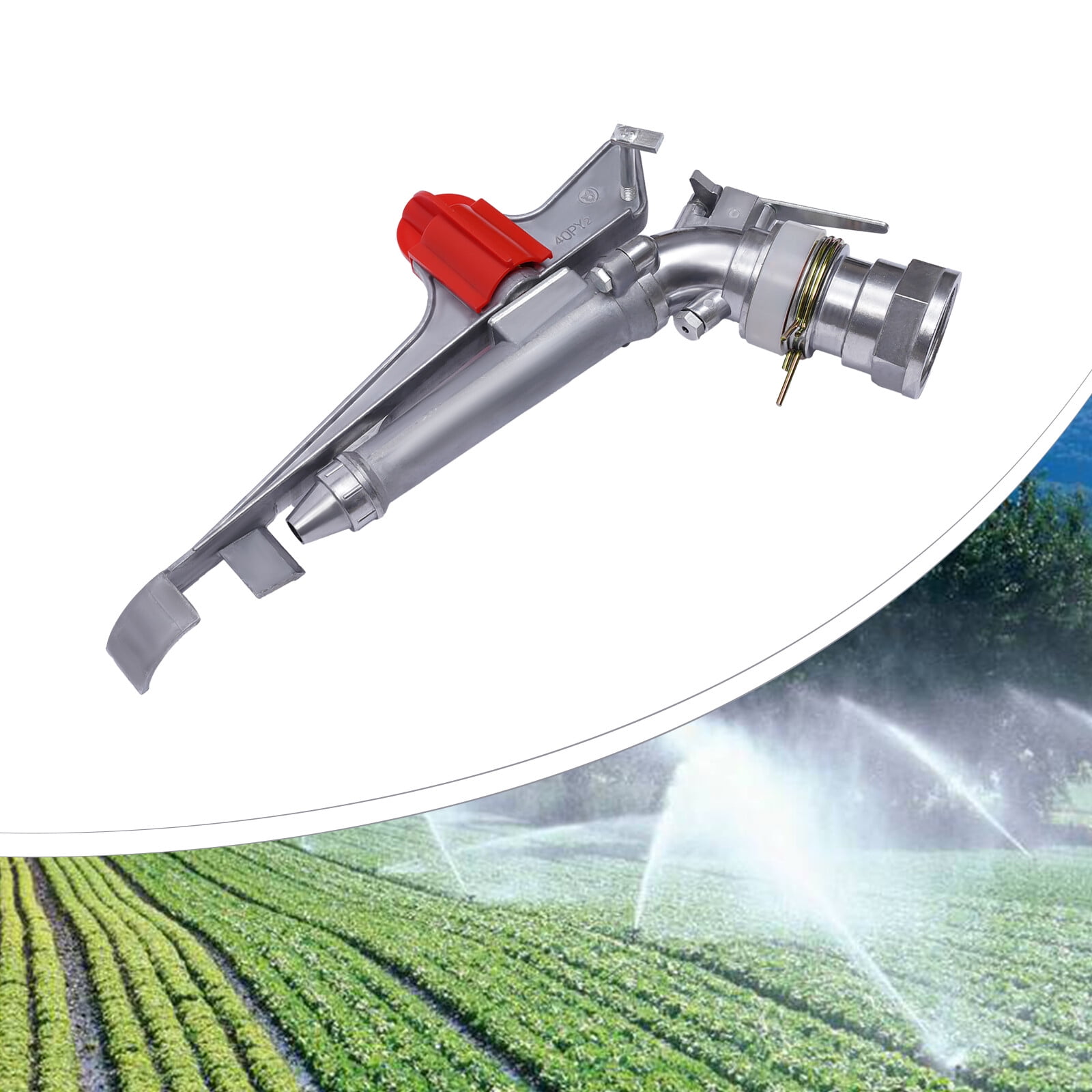 2" 360° Adjustable Impact Sprinkler Large Area Water Irrigation Spray Gun Head for Factories, Mines