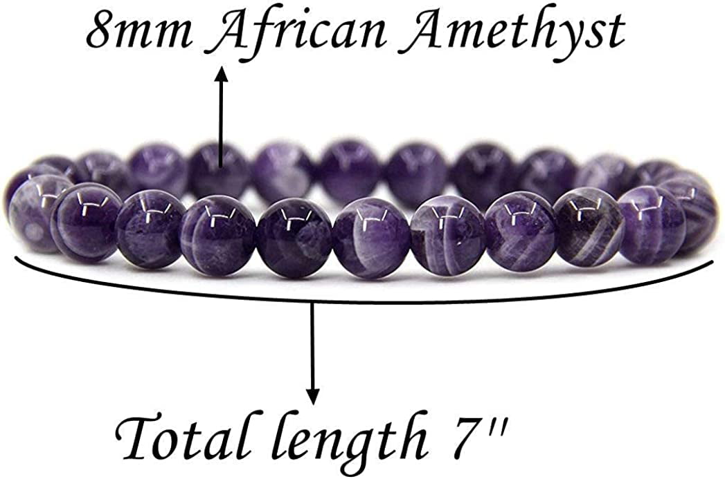 Amethyst Gemstone Bracelet | Amethyst Crystal | LineologyAmethyst Gemstone  Bracelet Natural Healing Crystal Stone for Men & Women 18 Gram (Size 8 mm  ,Color: Purple) -