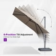 thumbnail image 4 of PURPLE LEAF 9' X 11.5' Rectangle Cantilever Umbrella with Base Outdoor Large Aluminum Patio Umbrella with 3-Year Fade Resistance Recycled Fabric and 360-degree Rotation for Pool Garden Ash Mocha, 4 of 14