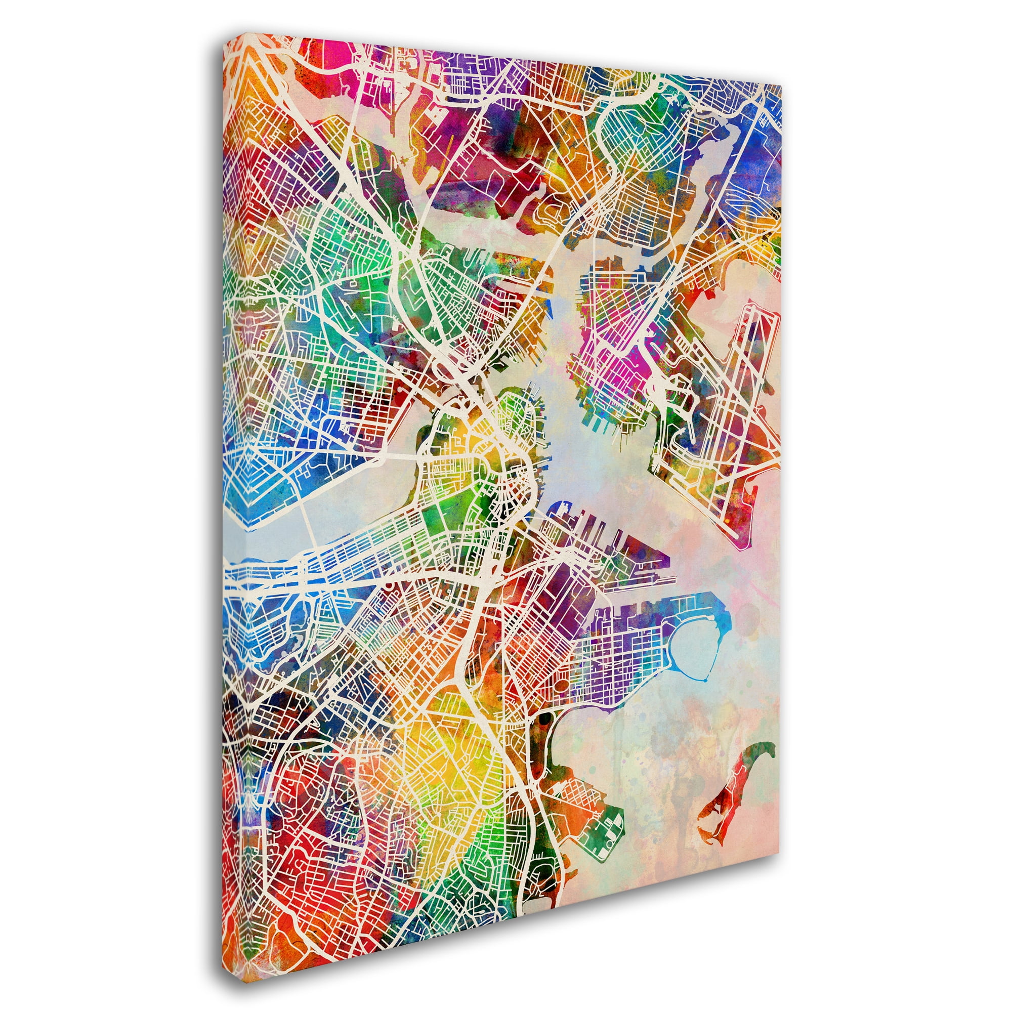 Trademark Fine Art "Boston MA Street Map" Canvas Art by Michael Tompsett