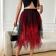 thumbnail image 2 of Falda de Alta Cintura Elástica de las Mujeres Falda Asimétrica en Capas de Cintura Alta con Diseño de Gradiente, Tela Suave Transpirable Midi Casual para el Verano, 2 of 5