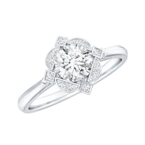 Rosec Jewels Certified Lab Grown Diamond Art Deco Engagement Ring, EF-VS Quality, 18K White Gold, US 3.00