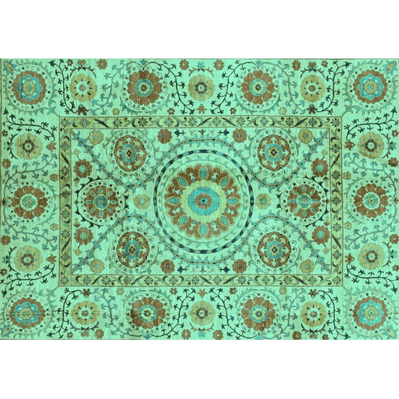 Ahgly Company Indoor Rectangle Abstract Turquoise Blue Modern Area Rugs, 5' x 8'