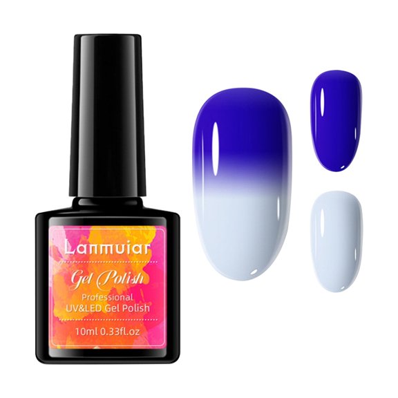 Ombre Thermal Gel Nail Polish, Lm165-Ad 003 - Temperature Color Changing Gel Nail Polish with Glitter, Pink Purple, Soak off Long Lasting Manicure Kit, 10Ml, Nail Polish Easter Mot Makeup Organizers