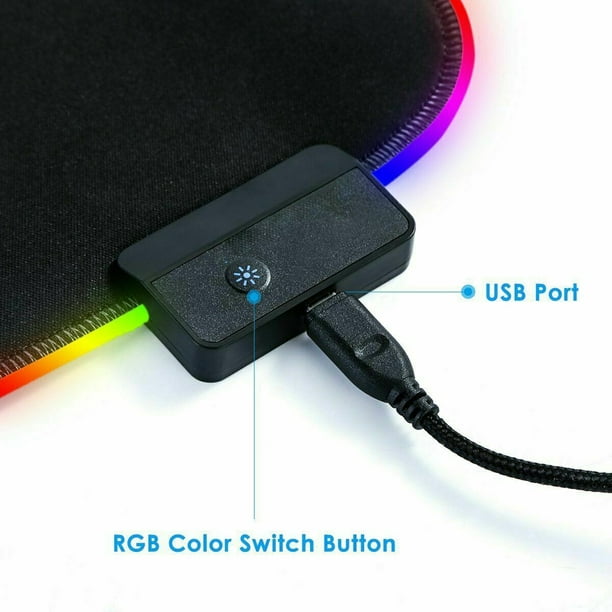 axGear Commutation de couleur de lumière du tapis de souris RVB LED de jeu  pour l'ordinateur portable coloré 