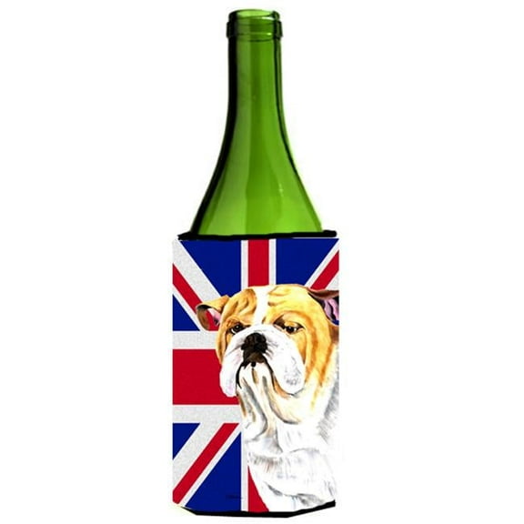 Bulldog English With English Union Jack British Flag Wine bottle sleeve Hugger - 24 Oz.