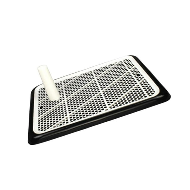 Inodoro de entrenamiento para cachorros con poste extraíble, diseño de ranuras separadas por rejilla, tamaño pequeño. Negro