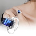 thumbnail image 3 of Temperamento Rectangular Azul Marino Completo Colorido Gema Anillo Abierto para Mujeres Anillo de Luz de Alta Joyería Anillo para Mujeres Anillo de Moda y Versátil, 3 of 7