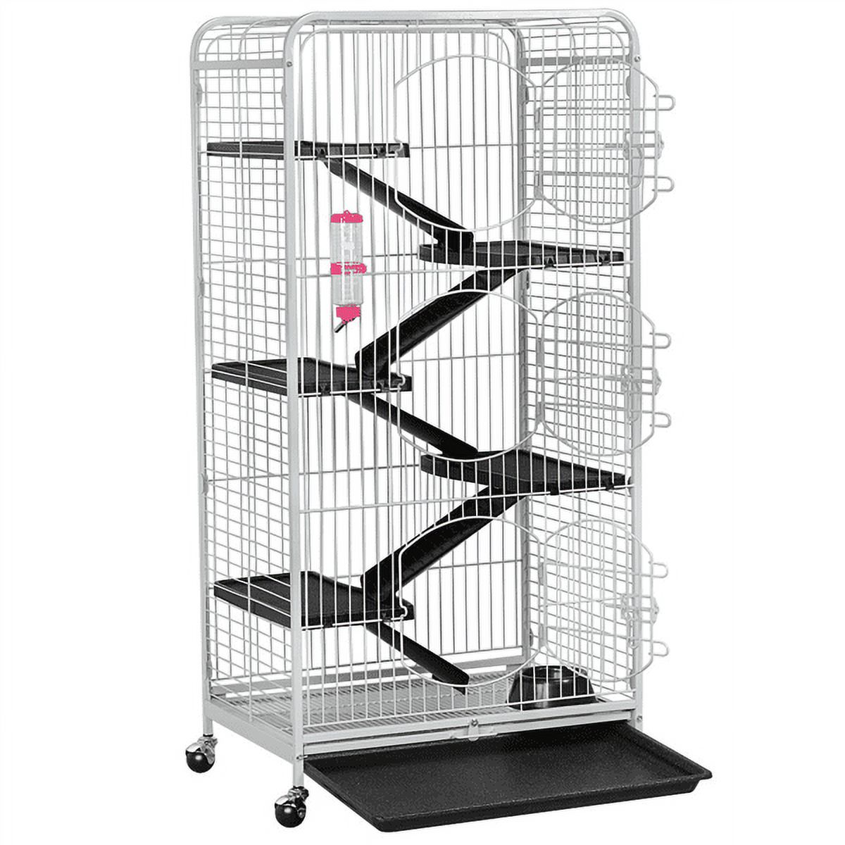 Alden Design 6 Level Rolling Large Pet Cage with 3 Doors, Pet Bowl, and Water Bottle for Small Animals, White - image 4 of 9