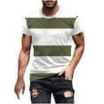 thumbnail image 2 of VSSSJ Men's Big and Tall T-Shirts Casual Striped Color Block Short Sleeve Shirt Fashion Loose Summer Crewneck Sports Muscle T Shirt Green XXXXL, 2 of 5