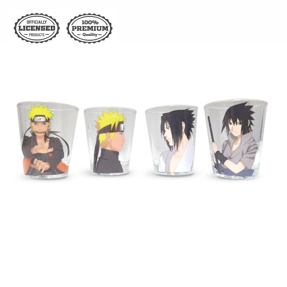 Official Licensed Naruto Shippuden Mini Drinking Glass Set of 4, featuring  Sasuke and Naruto, 2 oz, by Just Funky - Walmart.com