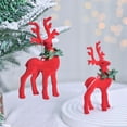thumbnail image 2 of CuiLiyq Christmas Reindeer Tree Ornament, Flocked Christmas Elk Figurines Pendants with Green Wreath, Standing Deer Hanging Charm Ornaments for XmasTree Party Holiday Decor (Red), 2 of 6