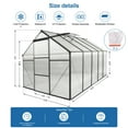 thumbnail image 3 of Walk in Greenhouse, Garden Greenhouse for Outdoors, Upgraded Polycarbonate Plant Greenhouse with Sliding Door, Adjustable Roof Vent, 6.23' x 10.2' x 6.4', 3 of 10
