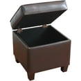 thumbnail image 3 of Leatherette Tufted Square Storage Ottoman with Hinged Lid, Brown, 3 of 8