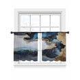 thumbnail image 2 of Navy Blue Semi Sheer Curtains 54 Inch Length 2 Panels Set, Abstract Color Block Vintage Modern Sheer Kitchen Curtain Privacy Voile Window Curtain for Living Room Bedroom Rod Pocket Drapes, 2 of 7
