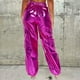 thumbnail image 4 of Pantalones casuales de mujer de colores brillantes con cremalleras de cuero elástico y bridas., 4 of 6