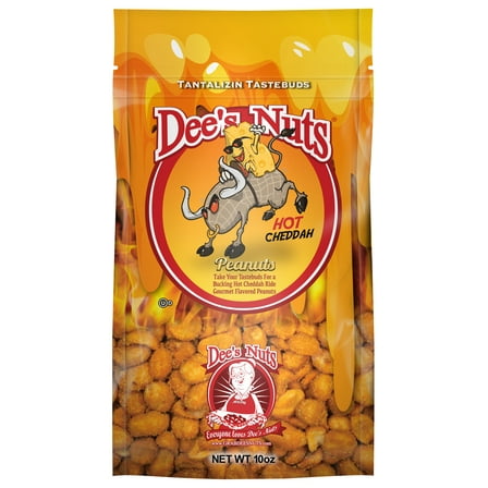 Dee's Nuts Peanuts, Hot Cheddar Flavor, 10 oz Resealable Bag