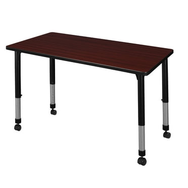 Regency Kee 42" x 24" Height Adjustable Mobile Classroom Table - Mahogany