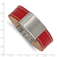 thumbnail image 4 of Chisel  Stainless Steel Brushed Red Leather 8 Inch ID Bracelet, 4 of 4