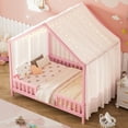 thumbnail image 4 of Montessori Full Size Kids House Bed with Canopy - Pink, 4 of 8