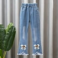 thumbnail image 3 of Avrntaa Girls Flare Jeans for Spring Kids Mid Waist Bell Bottom Trousers Cute Bow Denim Pants 2-13 Years, 3 of 6