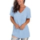 thumbnail image 2 of Camiseta TODOLOR lisa con cuello en V y manga corta para mujer, color azul cielo, 2 of 5