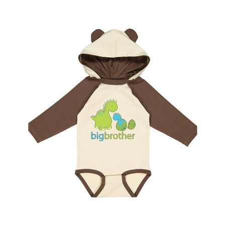 

Inktastic Happy Dinosaur New Big Brother Gift Baby Boy Long Sleeve Bodysuit