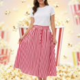 thumbnail image 2 of DHFJKG Womens Stripe Skirt Retro A Line Mid-Calf Comfortable High Waisted Flared Hem Skirts Carnival Versatile Skirt, 2 of 6