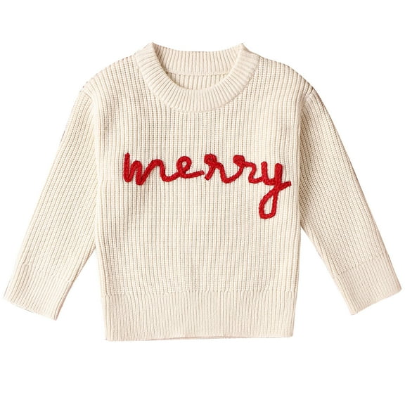 Jkety Boys Sweater Girls Christmas Sweater Kids Boys Knitted Snowman Reindeer Xmas Holiday Pullover Sweater White,3-4 Years