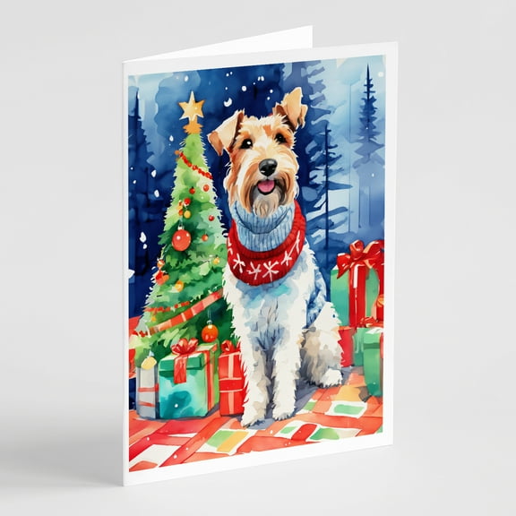 Wire Fox Terrier Christmas Greeting Cards Pack of 8 7 in x 5 in