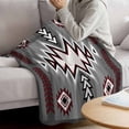 thumbnail image 3 of Red Gray Blanket Soft Cozy Warm Throw Blanket for Couch, Plush Fuzzy Flannel Fleece Blankets for Sofa, Southwest Retro Ethnic AztecTexture Bohemian Bed Blankets Lightweight Gifts for Women, 32"x48", 3 of 9
