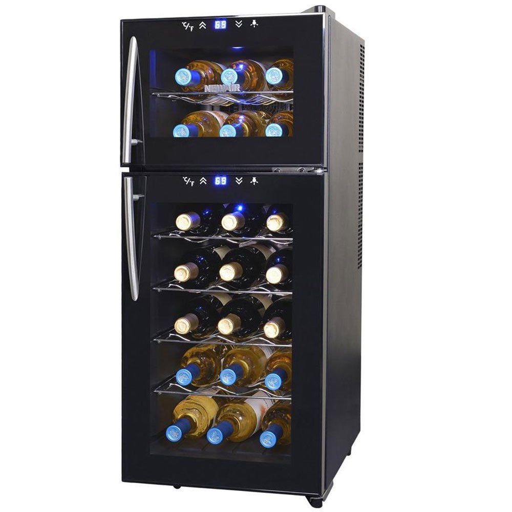 NewAir Silent Wine Cooler 21 Bottle Capacity Freestanding Dual Zone