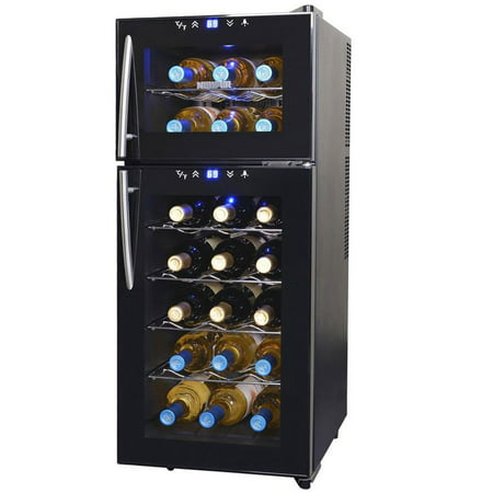 NewAir AW-210ED Dual Zone Thermoelectric 21 Bottle Vertical Wine Cooler,